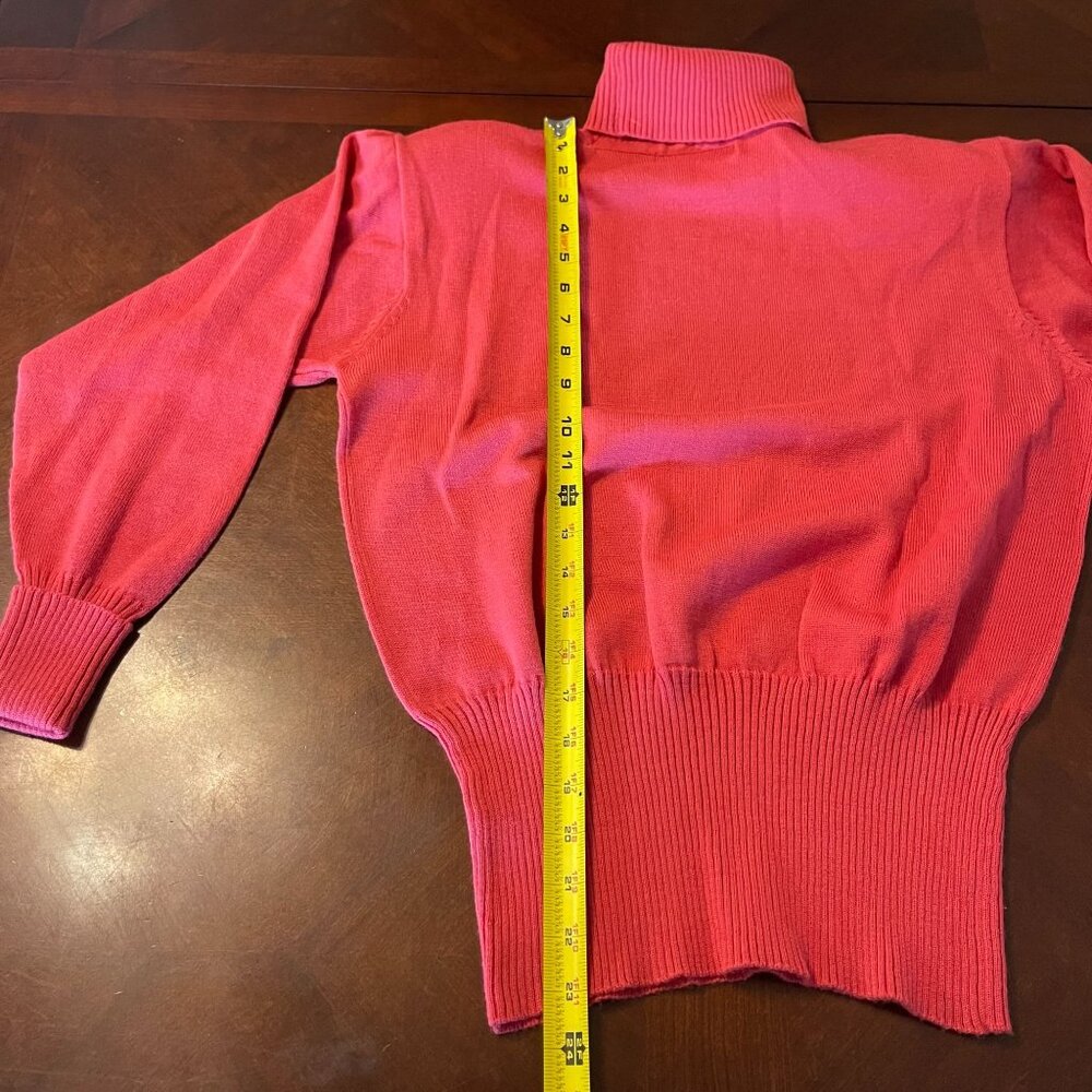 Vintage Coral Pink Turtleneck Sweater Small Outlander Wool Ribbed Hem‎ & Cuffs - Picture 8 of 8